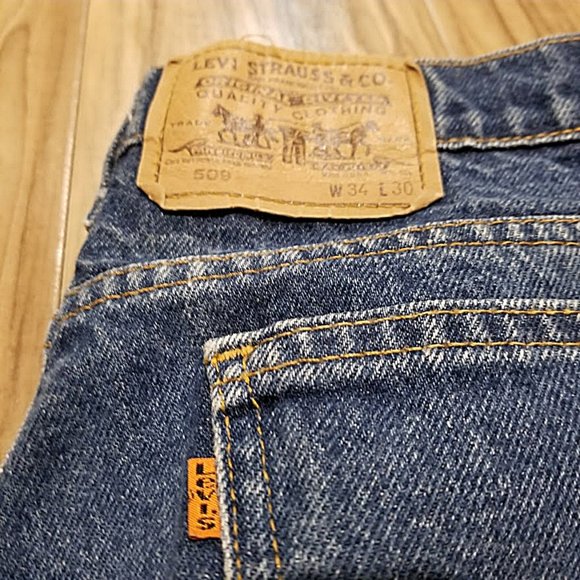 Vintage LEVIS 509 Orange Tab Blue Jeans Mens 34x30 Actual 33x29.5 USA Made - Picture 10 of 10